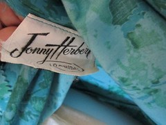 Vtg 50’s Cocktail Dress Jonny Herbert Original Turquoise Designer A Skirt Fitted