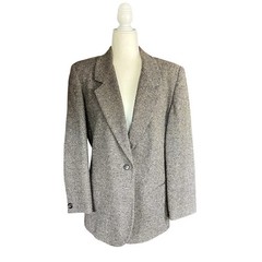 Vintage Tweed Blazer Women’s 12P Dark Academia Professor Old Money Wool Blend