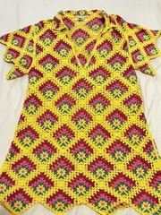 India Boutique Vintage-Style Crochet Granny Square Floral Boho Scalloped Coverup