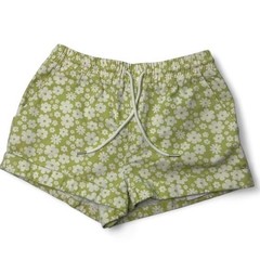 Forever 21 Lime Green Floral Daisy Shorts Retro Indie Aesthetic Drawstring Waist