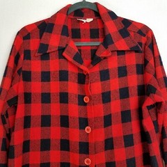 Queens Way Vintage 1970’s Women’s Buffalo Plaid Collared Button Flannel Shirt LG
