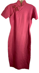 Vintage 40s Chinese mauve wool Qipao Dress Custom Tailor