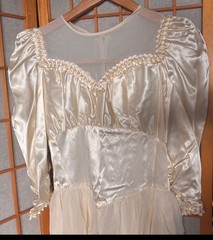 Vintage 1940s/1950s Wedding Dress Gown Cream Satin Chiffon La France Shop Norwic
