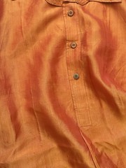 1920s 30s Antique Handmade Orange Raw Shiny Silk Chemise Shirt Women’s S M L
