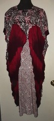 Vtg 60s 70s Ratu Nasya Indonesia Batik Block Pront Dye Ruffle Caftan Maxi Dress