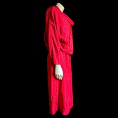 vtg d.Frank womens red silky dress with open blouson back secretary 80s size 14