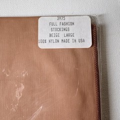 Magnolia Mills 3975 Fully Fashioned Nylon Stockings 2 Pr Large Beige Cuban Heel