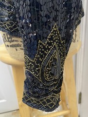 Nite Line Evening Jacket Sequins Beaded Black & Gold 100% Silk Women’s M