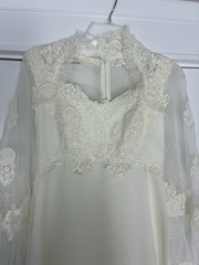 VTG ILGWU Victorian Wedding Dress Gown Sweetheart Neck with Train/Veil 8 Ivory