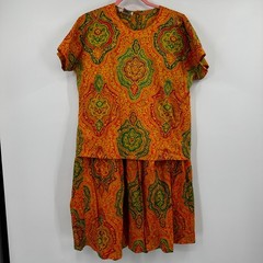 Escada Margaretha Ley Vintage Cotton 2 Piece Set Paisley Medallion 42/38 Boho 80