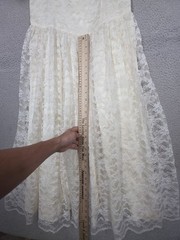 Vintage 80s Ivory Lace Wedding Gown Size 13 Precious Moments Victorian Dress