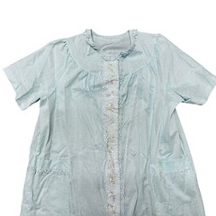 Vintage 1960s Robins Egg Blue Swiss Dot Lace Snap Housecoat
