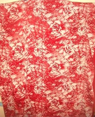 Vintage Long Silky Tulip -& Roses Lagenlook Loose-fitting Short-Sleeve Kaftan L