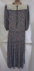 Vintage Jane Schaffhausen Belle France Floral Midi Dress Sz 6 White Collar 80s