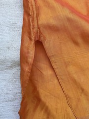 1920s 30s Antique Handmade Orange Raw Shiny Silk Chemise Shirt Women’s S M L