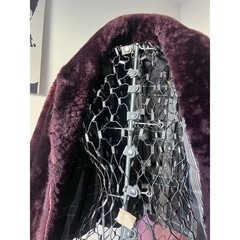 Vintage 60s 70s Burgundy Faux Fur Coat ILGWU Union Label Plum Jacket Mid Century