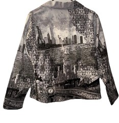 Vtg Take Two Jacket Chicago City Scene Button Down Blazer Sequins Women’s PL