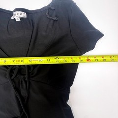 Vintage Rampage r-wear Black Tie Front Mini Dress V-Neck Y2K 90s Small USA Made