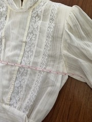VTG 80s Gunne Sax Jessica San Francisco Ivory Lace High Neck Prairie Dress SMALL