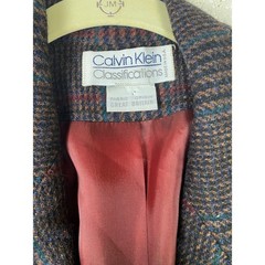 Calvin Klein Blazer Womens 6 Brown Plaid 100% Wool Made in USA Vintage ILGWU