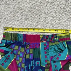 Jo Hardin Womens VTG Geometric Patchwork Maxi Skirt Multi Color Elastic Waist