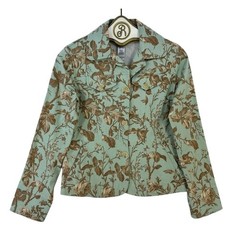 Villager Boho Floral Jacket SMALL Green Button Front Blazer Casual Retro Indie