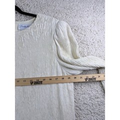 Leslie Fay Dress Women No Size Cream Good Crinkle Lace Trim Tiered Vintage