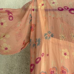 Antique 1920s Pink Silk Chiffon Dress Sweet Floral Print Asymmetrical Vintage
