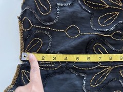 vintage 80s handmade gatsby black and gold party beaded sheath dress