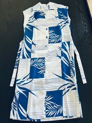 VTG Andrade Hawaiian Blue Floral Leaf Dress Tropical Resort Wear Sz 6 Honolulu