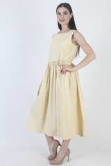 Vtg Laura Ashley Yellow Cotton Dress Great Britain Calico Prairie Sundress