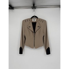 Entre Deux Modes Carrie Rouveyrol Vintage Tan Moto Military Jacket Womens 8