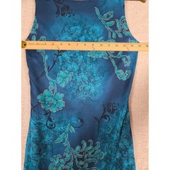 Vintage Byer Too Dress Womens Medium Blue Floral Mesh Asymmetrical Y2K Made USA