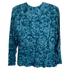 Vintage Pendleton Blouse Women’s 6 Teal Blue Floral Miss Sophisticates 1960s