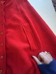 60s MCM Red Granny Cape Poncho Fringe Sweater Cardigan Orlon Acrylic sweeTree