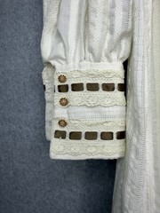 Vintage Dress 70s Gunne Sax Style Edwardian White Lace Cream High Neck Prairie S