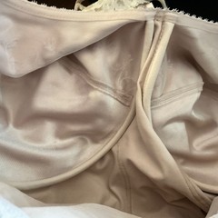 Vtg Silky Shiny Beige Satin ShapeWear All in One Girdle Cotton Lined Gusset 40D
