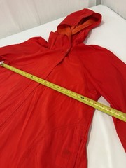 Vtg MycraPac Now Reversible Long Hooded Cape Red/Orange Sz S/M Raincoat Wind