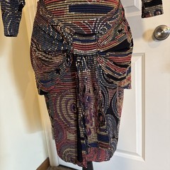 Vintage 80’s Janine Hand Painted Metallic Mosaic Print Cache Mini Dress Sz Small