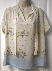 Vintage 1970s RHAPSODY womens floral sheer blouse size M