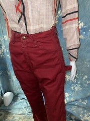 Women’s Vtg 1970s 80s Dee Cee Carpenter Jeans Pants Burgundy 27 Wst 38 H 32.5 In