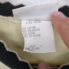 Vtg. Marcia Sweater Yellow Center Patch Graphic Black Trim USA Made Lg Pullover