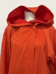 Vtg MycraPac Now Reversible Long Hooded Cape Red/Orange Sz S/M Raincoat Wind