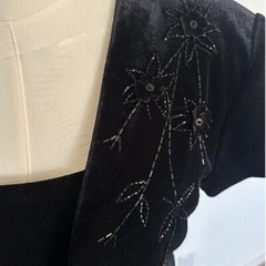 VTG J.R. NITES BY CALIENDO 2-piece Black Bolero Jacket VELVET Dress Formal Sz 6