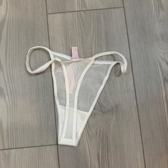 Vintage 2002 Victorias Secret Sheer Mesh V-String Thong White Y2K NWT Small