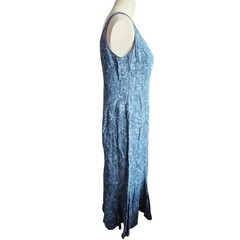 Lauren Ralph Lauren 4 100% Linen Midi Floral Sheath Dress Vintage Resort Blue