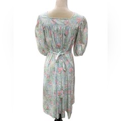 Vintage Toni Todd Floral Midi Dress | Cottagecore Feminine Pastel Puff Sleeve
