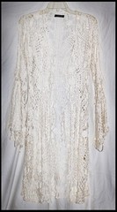 Dolce Cabo Ribbon Jacket Duster Style Open Weave White Medium