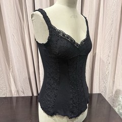 Ann Ferriday VTG Stock Cotton Stretch Eyelet Lace Corset Top M/L