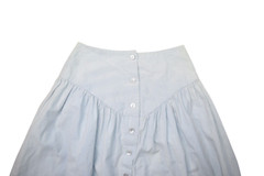 Vintage You Babes Skirt Womens 7 Blue Button Front Ruffle Maxi Cotton USA Made